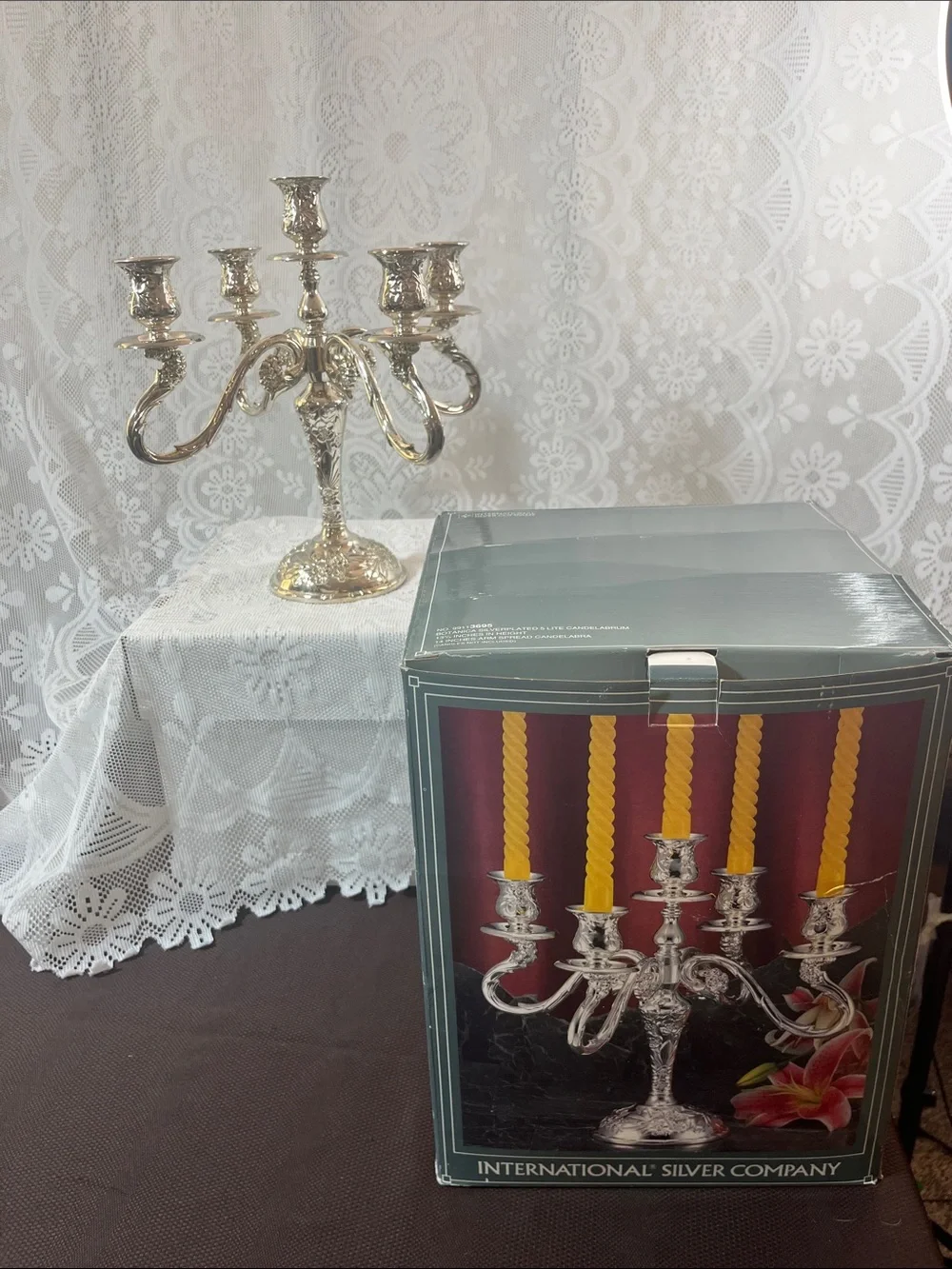 International Silver Company Five-Arm Candelabra - Silver Plated